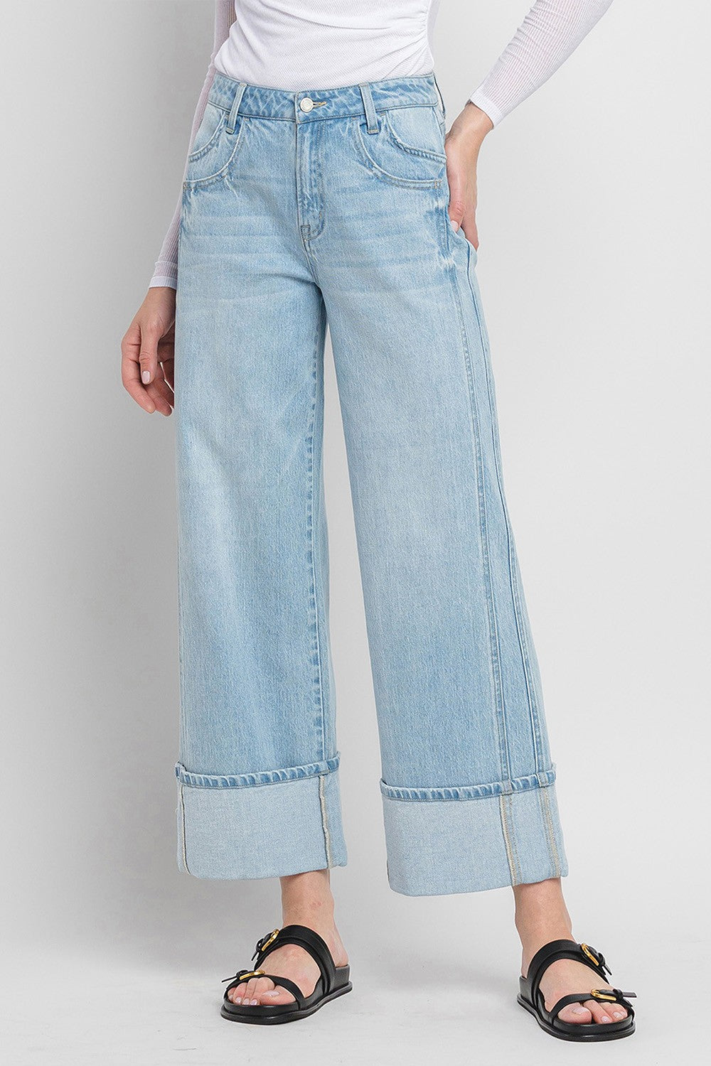 Flying Monkey Wide Leg with Cuff Denim T6515 – Style Niche Boutique