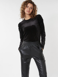 ESQ Velvet Studded Top-Black