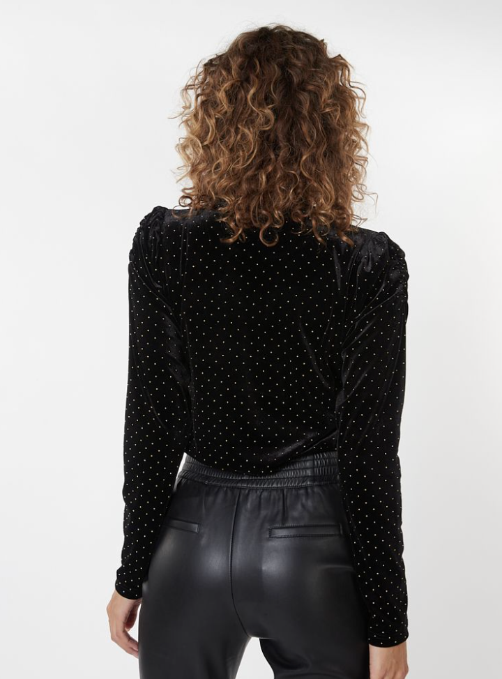 ESQ Velvet Studded Top-Black