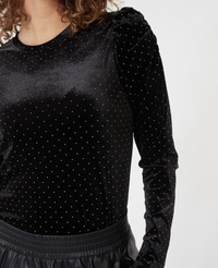 ESQ Velvet Studded Top-Black
