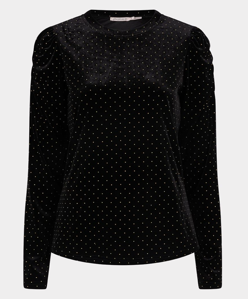 ESQ Velvet Studded Top-Black
