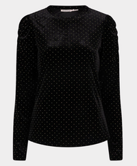 ESQ Velvet Studded Top-Black