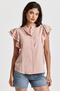 DJ Ruffle Sleeve Blouse-Rose