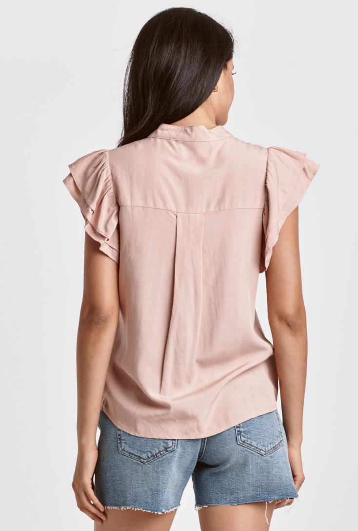 DJ Ruffle Sleeve Blouse-Rose