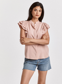 DJ Ruffle Sleeve Blouse-Rose
