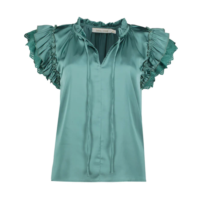 B+Y Double Ruffle Blouse-Sea Glass