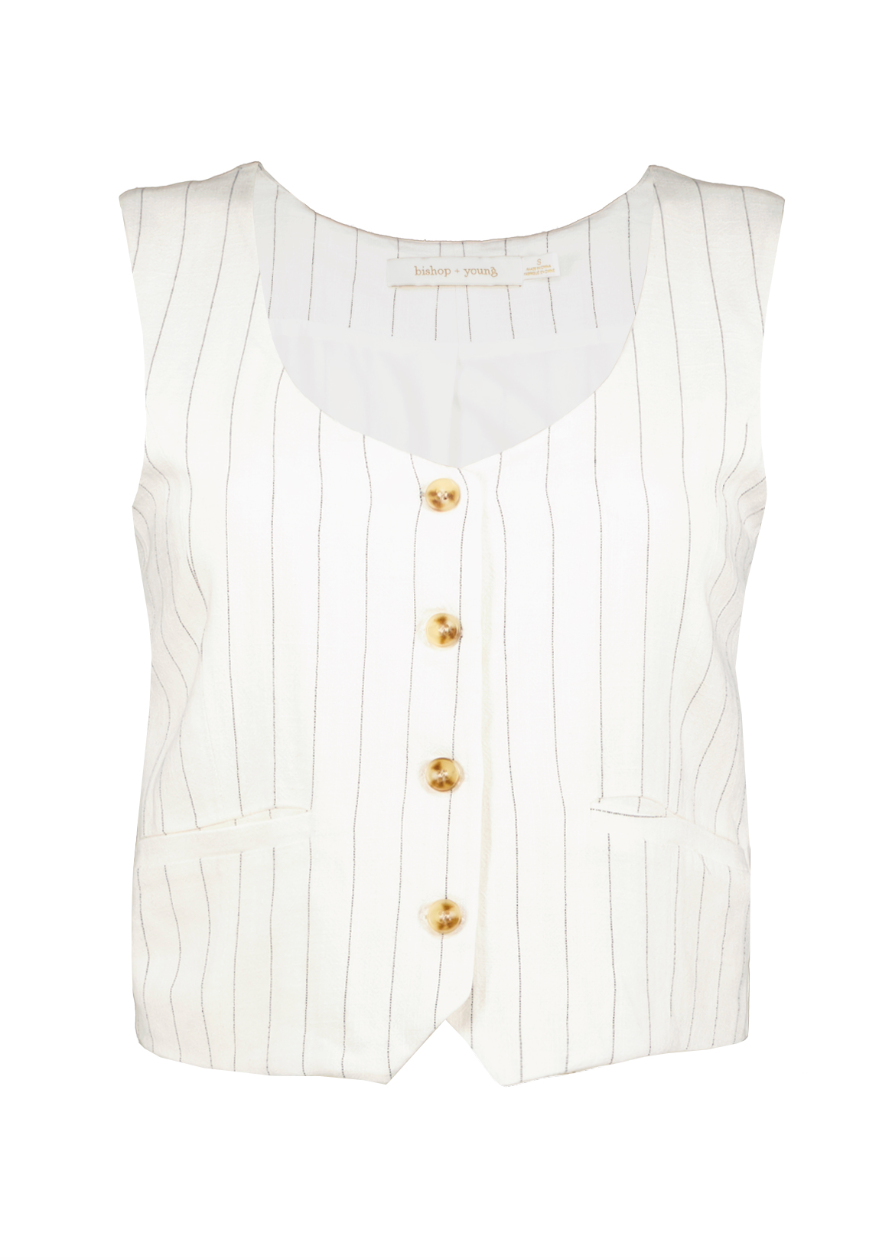 B+Y Pinstripe Vest-Ivory