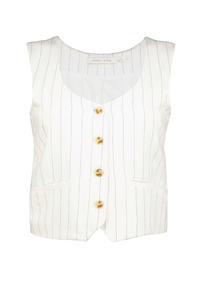 B+Y Pinstripe Vest-Ivory