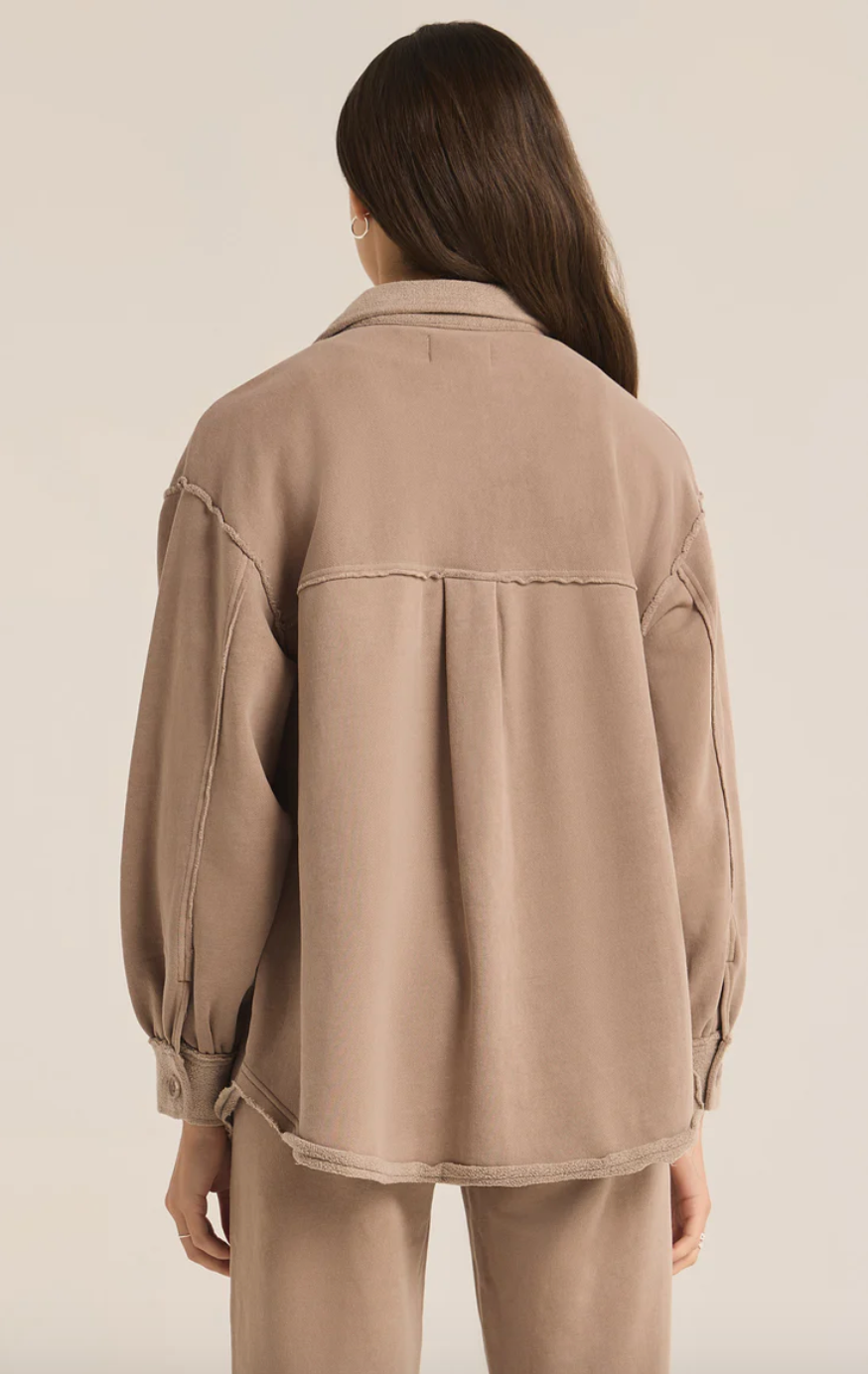 ZSup Mixed Media Shacket-Latte