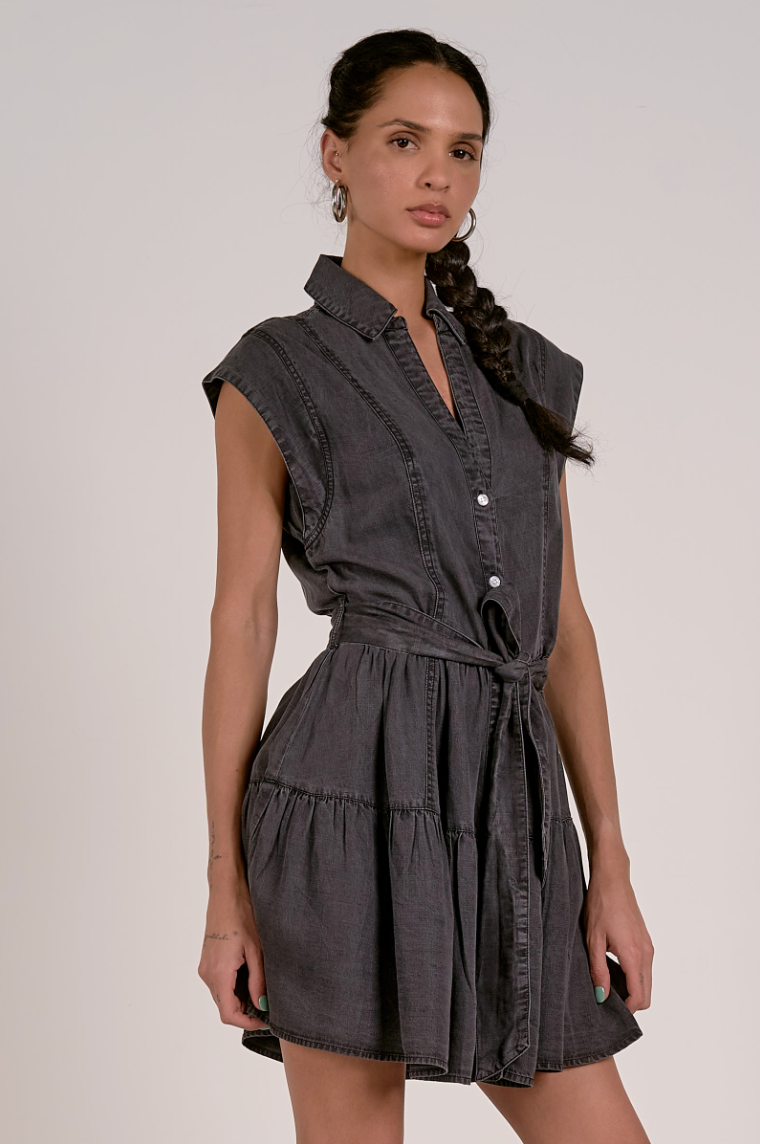 Elan Black Washed Denim Dress - DT50100  Style Niche Boutique
