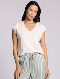 Romy Cap Sleeve Tee-Pink Oatmeal