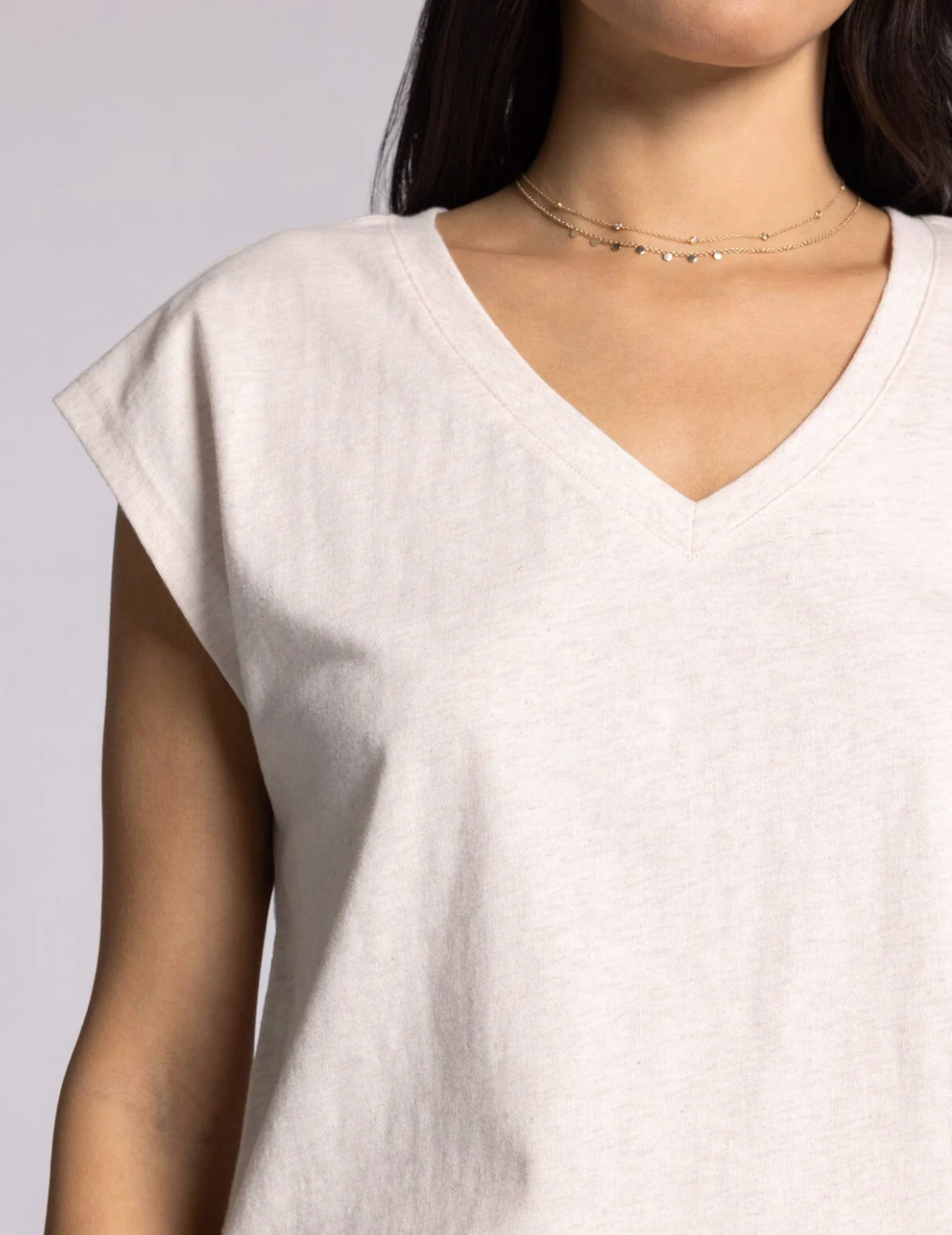 Romy Cap Sleeve Tee-Pink Oatmeal