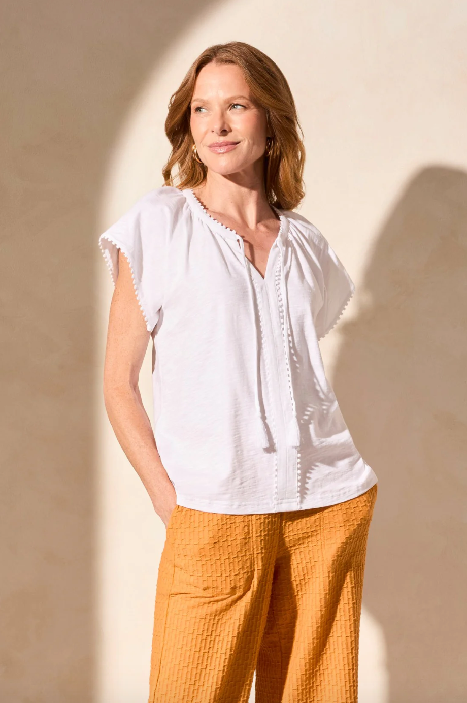 Slub Knit Top w/ Tassles