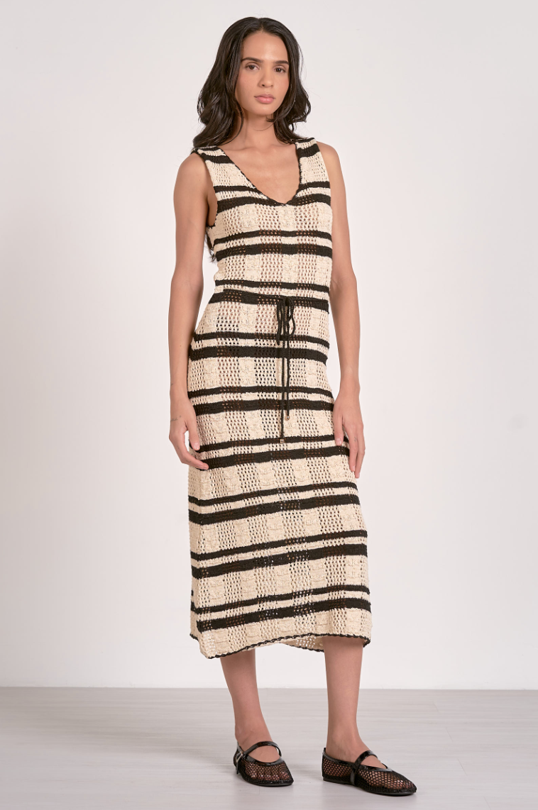 womens crochet midi dress Elan Stripe Crochet Midi Dress