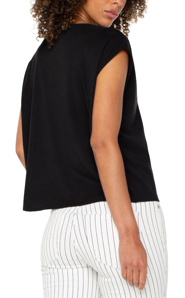 Black Dolman Sleeve V-neck Top