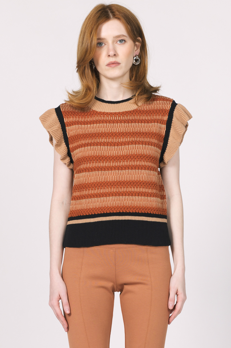 Another Love Ruffle Sleeve Sweater Top