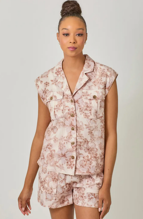 Floral Button up Camp Shirt