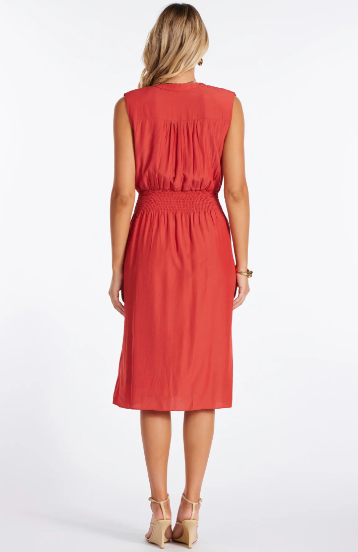 Satin Belted Dress-Hibiscus