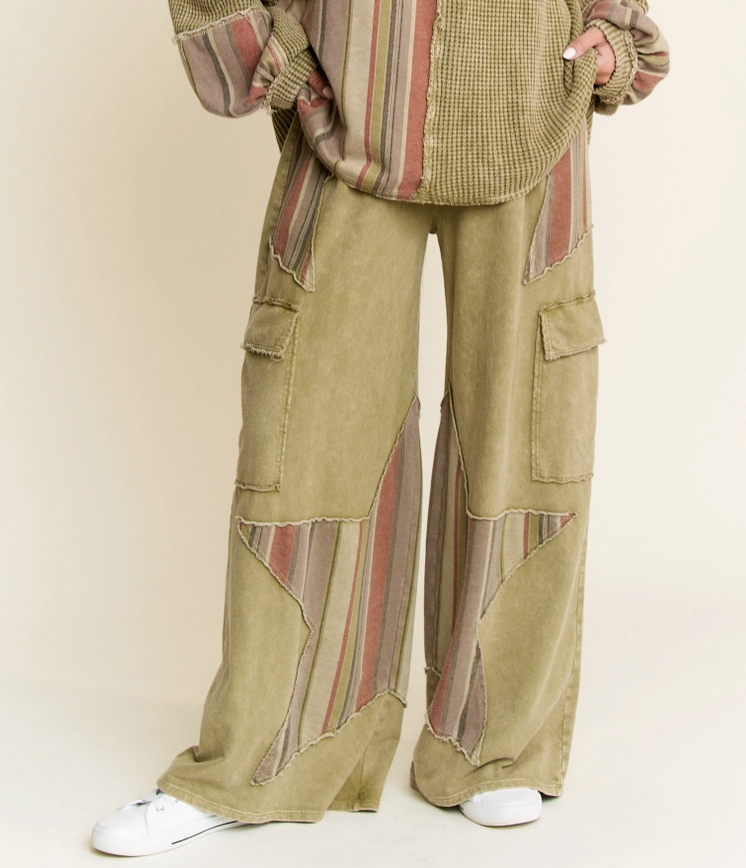 Terry Star Striped Cargo Pants