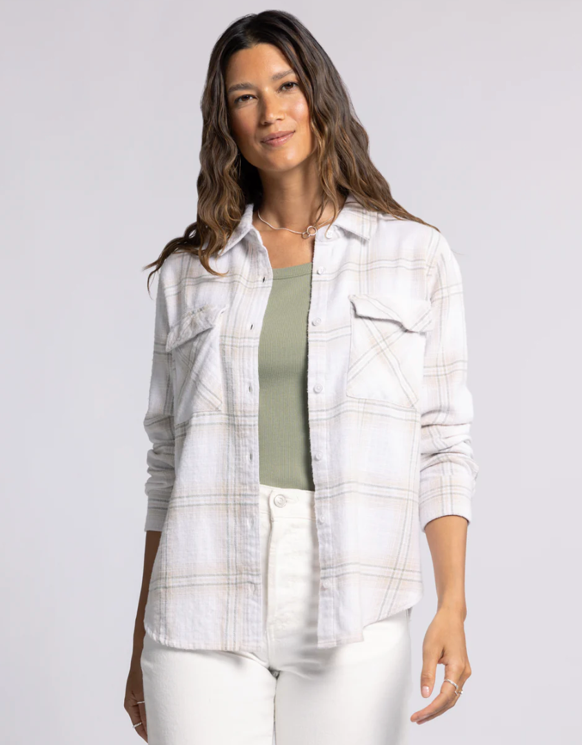 Mabel Linen Like Plaid Top