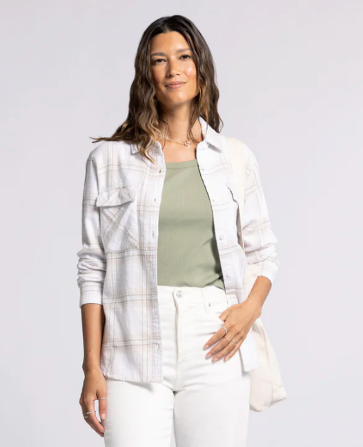 Mabel Linen Like Plaid Top