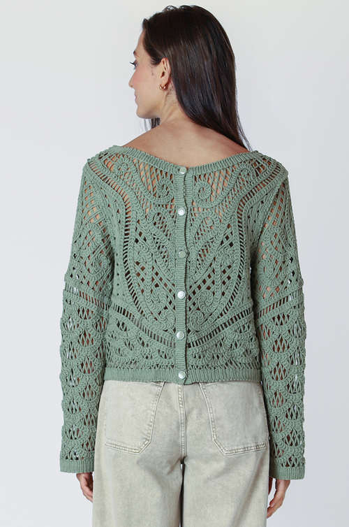 Button Back Crochet Sweater