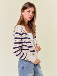 Zip up Striped Sweater