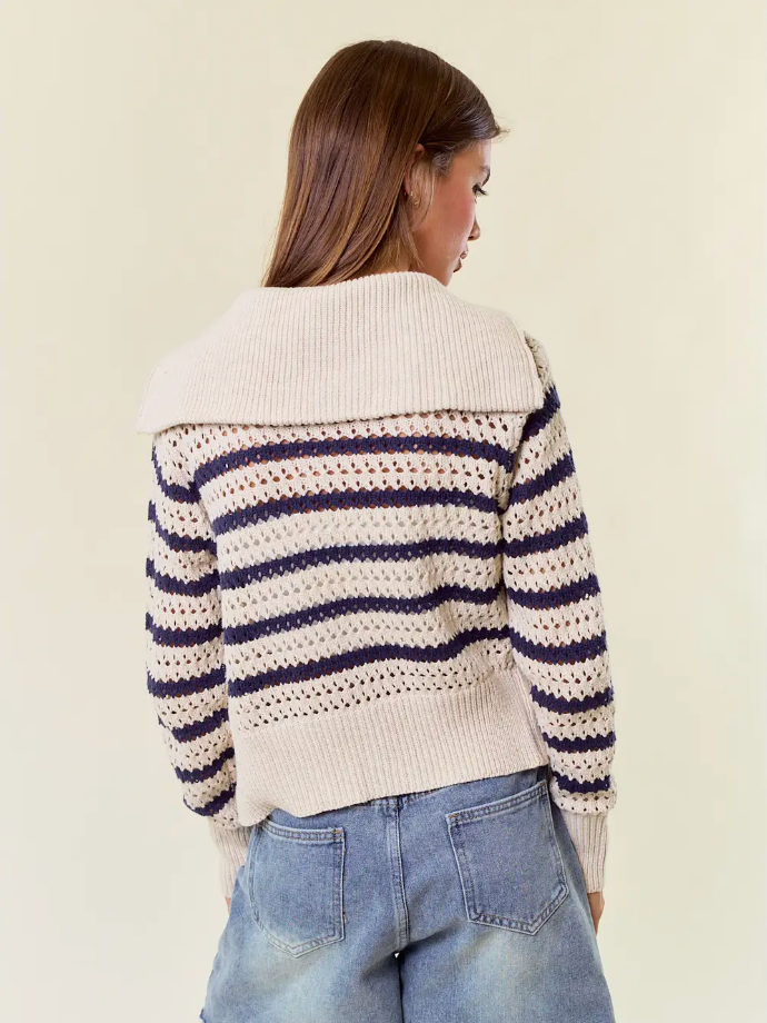 Zip up Striped Sweater