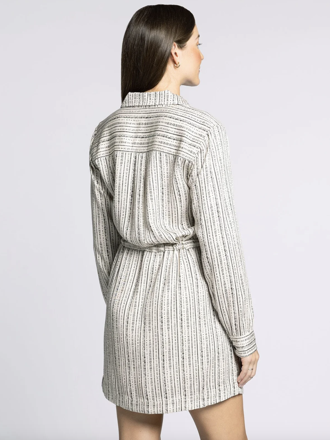 Edna Drawstring Waist Dress-Black/Off White
