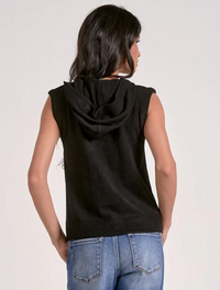 Elan Bridgette Sleeveless Hoodie-Black