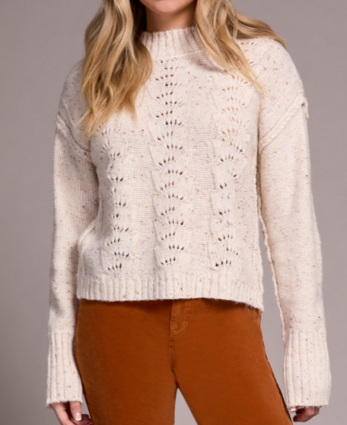Tribal Crew Neck Sweater w/Puff Sleeve