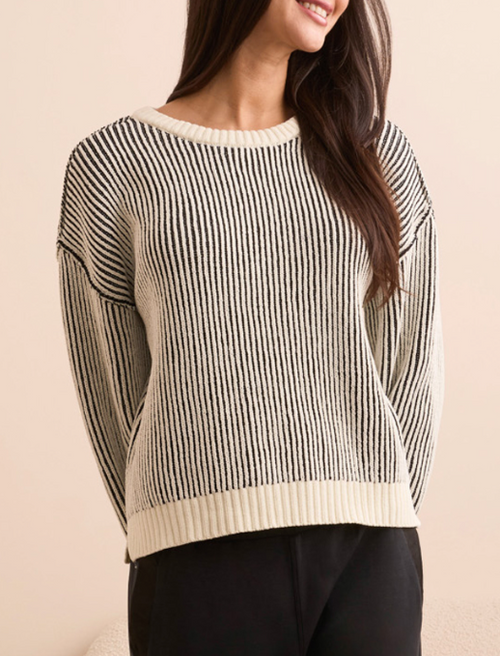 Tribal Crew Neck Sweater w/Side Slits