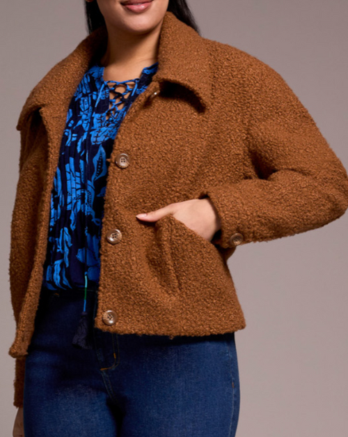 Tribal Button Front Boucle Jacket
