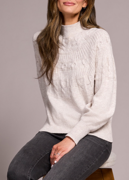 Tribal Mock Neck Sweater-Moonstone