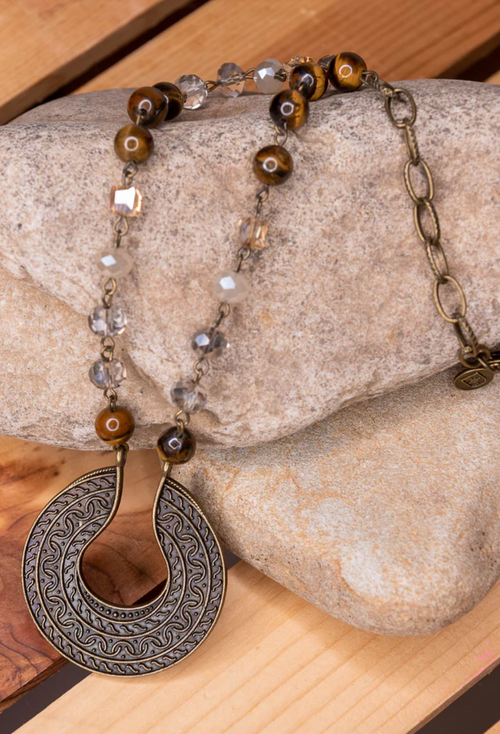 Tiger Eye Beaded Chain w/Pendant