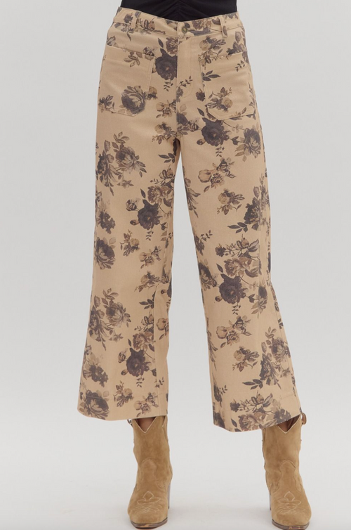 Floral Pattern Ankle-Length Pants