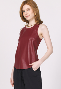 Carmela Vegan Leather Tank - Bordeaux