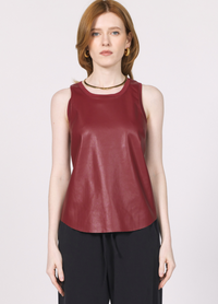 Carmela Vegan Leather Tank - Bordeaux
