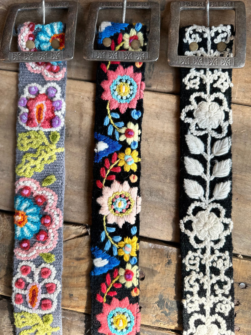 Embroidered Fabric Belt