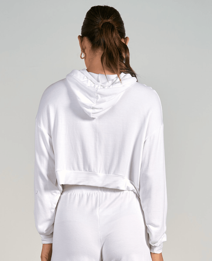ELN White Cropped Hoodie Style Niche Boutique