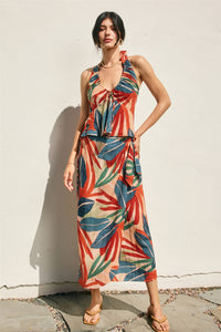Tropical Midi Wrap Skirt