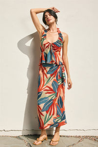Tropical Midi Wrap Skirt