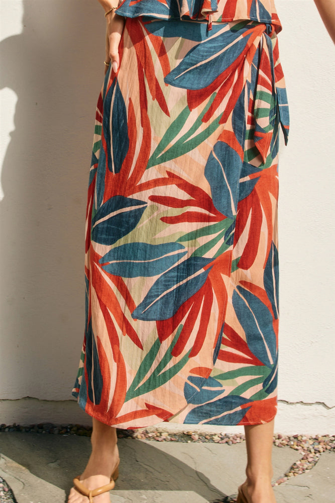 Tropical Midi Wrap Skirt