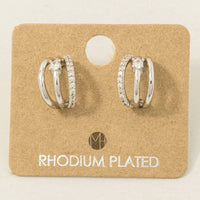 Pave Triple Hoop Huggie Earrings