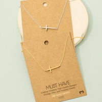 Side Cross Pendant Necklace