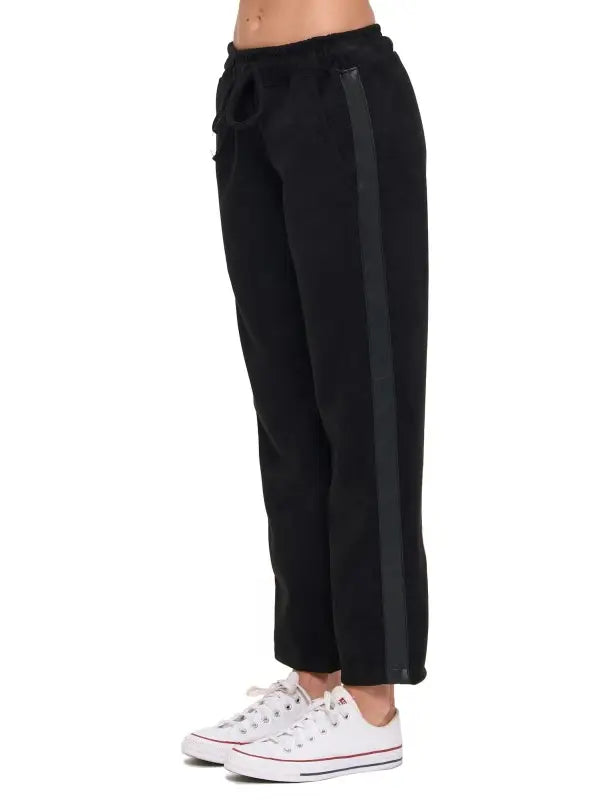 Scuba Lounge Pant w/Pleather Detail-Black