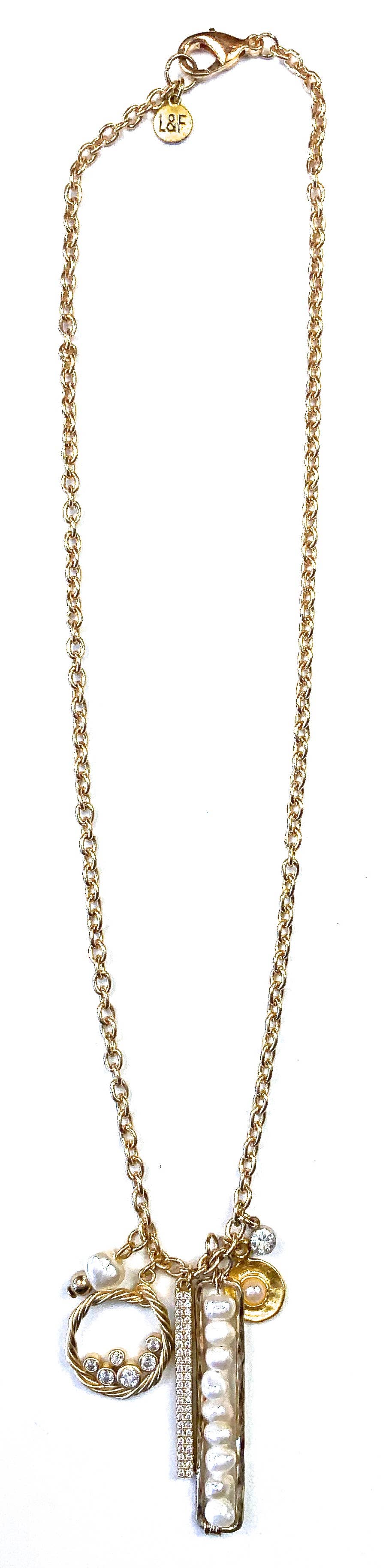 Chain W/Mixed Pearl & Pave Charms