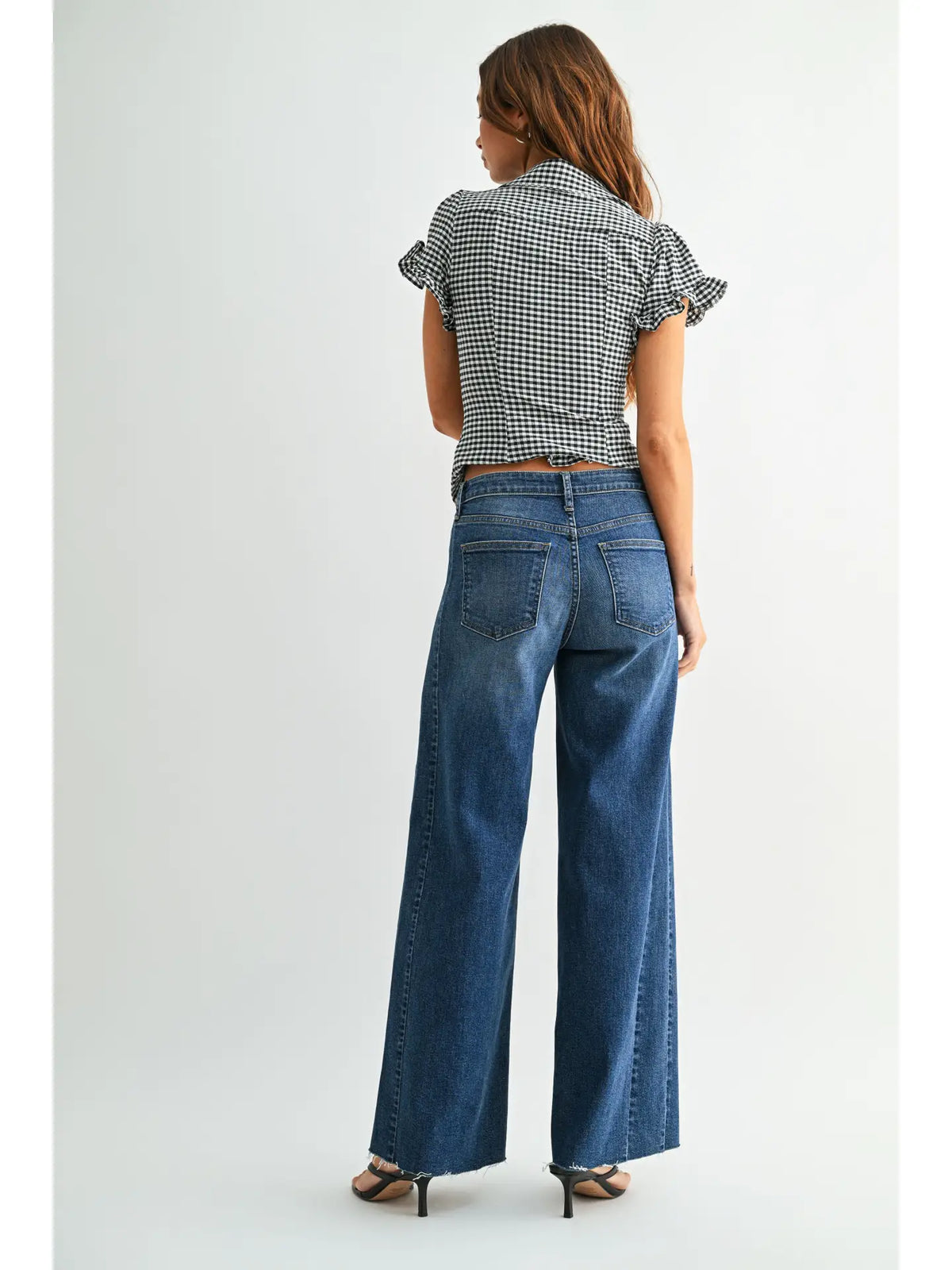 JBD Raw Hem Side Panel Wide Leg Jeans