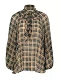 Tessa Tie Neck Top-Plaid