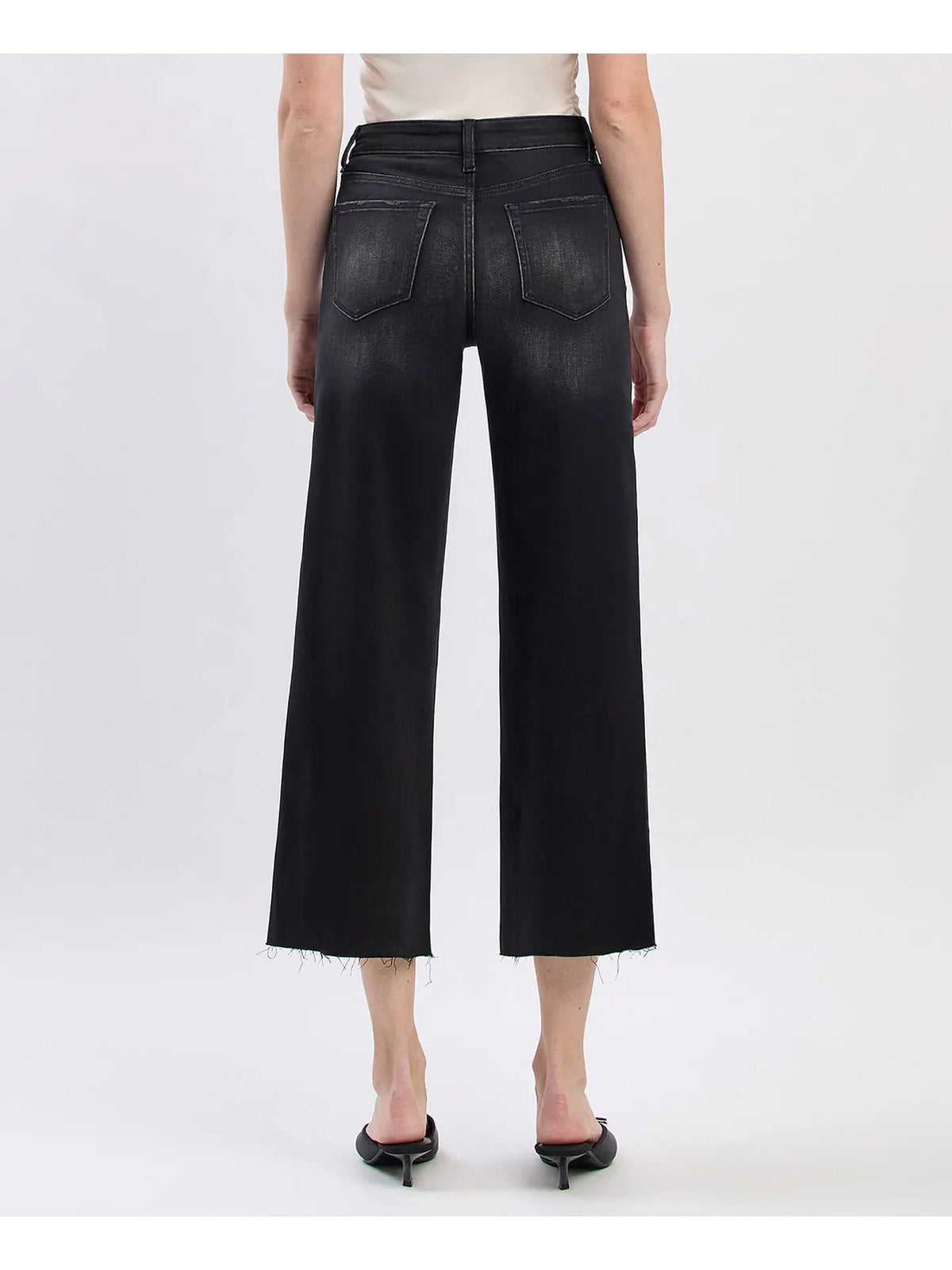 Raw Hem Crop Slim Wide Jeans